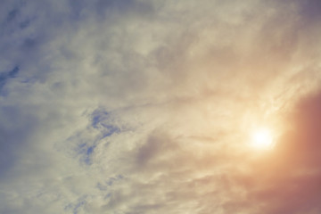 Beautiful sky with clouds and sunlight
