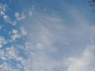 Cirrus and cumulus clouds in a sunny sky