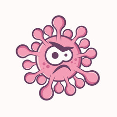 Angry Cartoon Corona Virus Character. Covid-19 Microorganism. Funny Vector Illustration