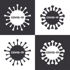 COVID-19 Coronavirus Inscription Typography Design Logo Concept Set. Vector illustration
