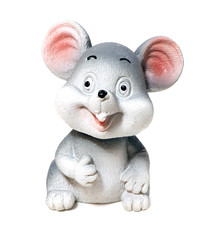 A statuette of mouse isolated. A ceramic figurine mice isolated.