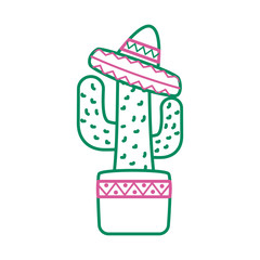 cactus mexican plant with hat line style