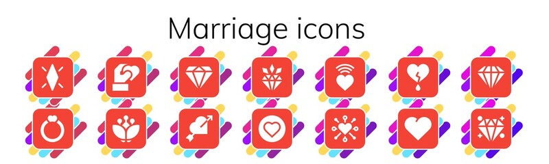 Modern Simple Set of marriage Vector filled Icons