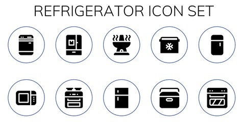 Modern Simple Set of refrigerator Vector filled Icons