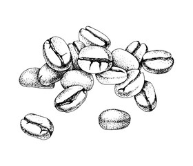 Hand drawn coffee beans heap