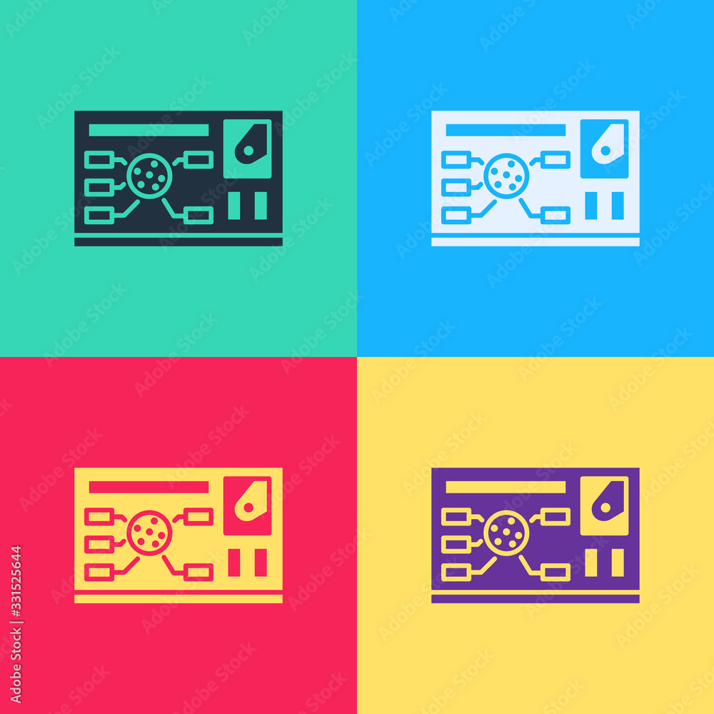 Poster pop art futuristic hud interface icon isolated on color background. hologram ui infographic, interac