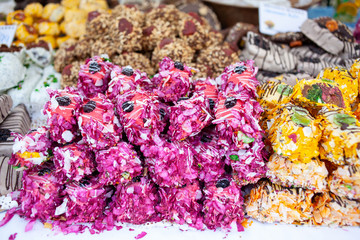 Variety of home made nougat on market