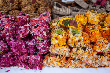 Variety of home made nougat on market