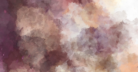 Watercolor painted background with blots and splatters. Brush stroked painting. 2D Illustration.
