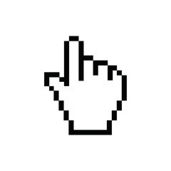 pixelated hand pointer isolated on white
