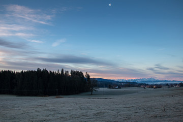 Sunrise in german Alps mountains