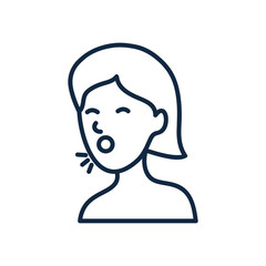 covid 19 concept of woman coughing icon, line style