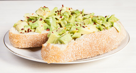 Avocado toast with red pepper
