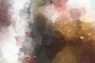 Fototapeta premium Watercolor painted background with blots and splatters. Brush stroked painting. 2D Illustration.