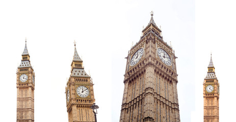 set of Big Ben tower and building in London city, United Kingdom. isolated on white - Powered by Adobe