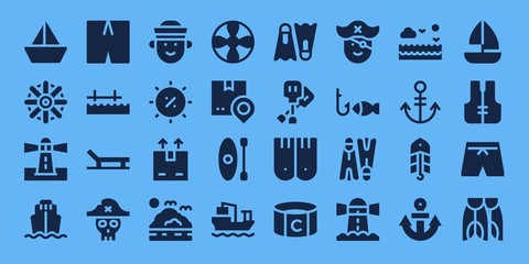 Modern Simple Set of boat Vector filled Icons