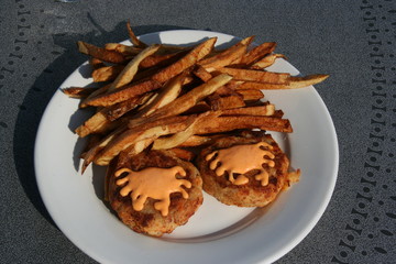 Crab Cakes and French Fries