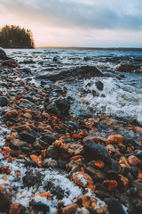 Charming sunset near the lake