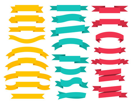 Set of banner ribbon elements on a white background. Vector illustration