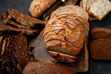 A selection of bread for diabetics on a stone background