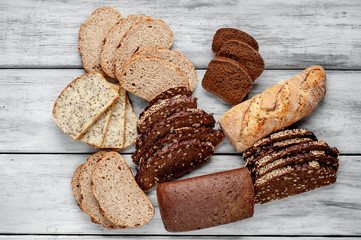  A selection of bread for diabetics on a wood background