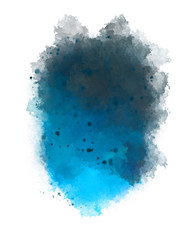 Watercolor painted background with blots and splatters. Brush stroked painting. 2D Illustration.