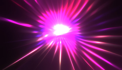 Obraz premium Spectacular light show. Colorful and vibrant particle explotion with glowing rays of light. Multicolored star burst.