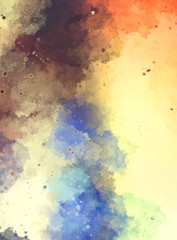 Fototapeta premium Watercolor painted background with blots and splatters. Brush stroked painting. 2D Illustration.