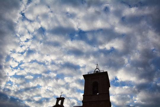 Tower of a church with nice clouds