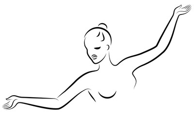 Lady silhouette. Silhouettes of the hands and head of a girl. Graceful woman. Vector illustration.