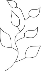  branch with leaves. Single floral element for decoration patterns, wrapping paper, wallpaper, cards, invitations, packing boxes. Isolated on white background. Vector stock illustration