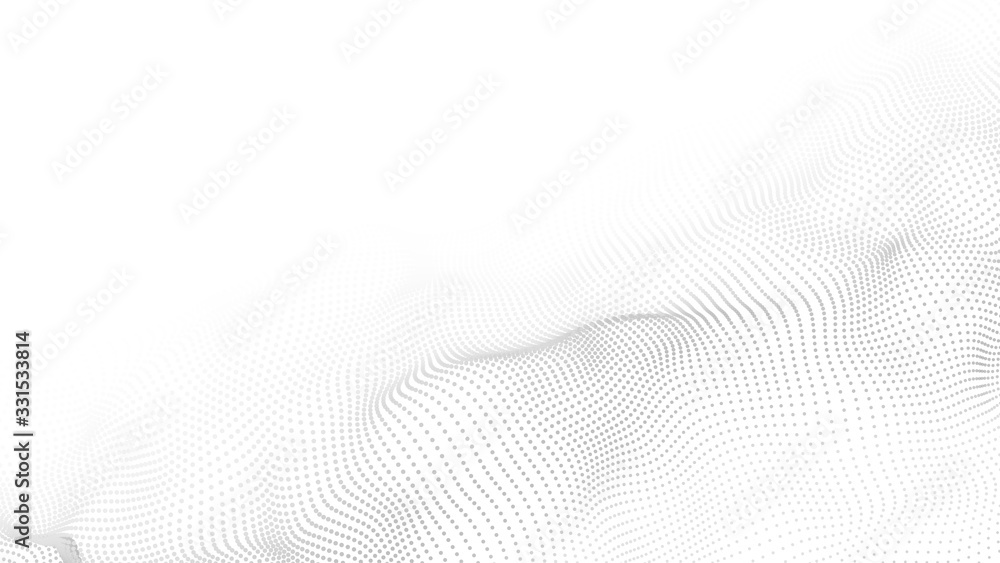 Fototapete vector abstract white futuristic background. big data visualization. digital dynamic wave of particl