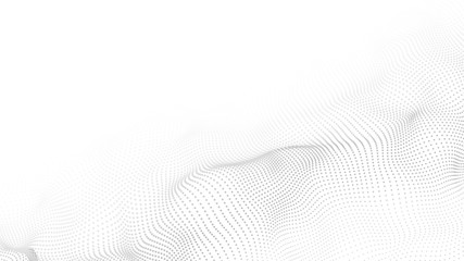 Fototapety  Vector abstract white futuristic background. Big data visualization. Digital dynamic wave of particles.