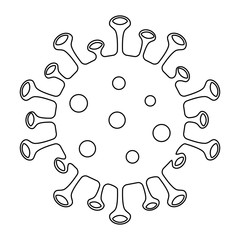 Microbe, bacterium icon, virus icon in glyph style, corona virus, outline vector illustration isolated on white.  China pathogen respiratory infection, asian flu outbreak.