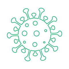 Microbe, bacterium icon, virus icon in glyph style, corona virus, outline vector illustration isolated on white.  China pathogen respiratory infection, asian flu outbreak.