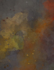 Obraz premium Watercolor painted background with blots and splatters. Brush stroked painting. 2D Illustration.