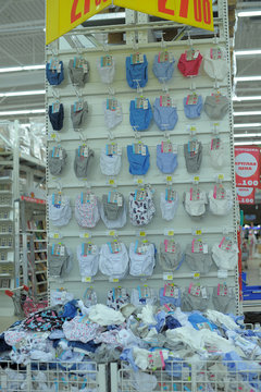 Russia, St. Petersburg 17,01,2014 Children's underpants in the supermarket