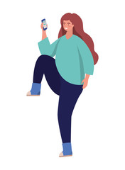 Girl with smartphone vector design