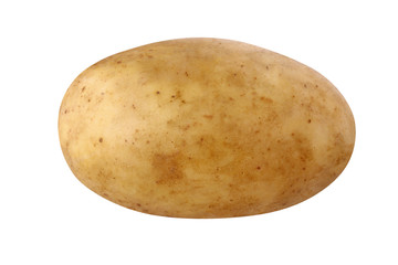 one potato isolated on white background with clipping path.