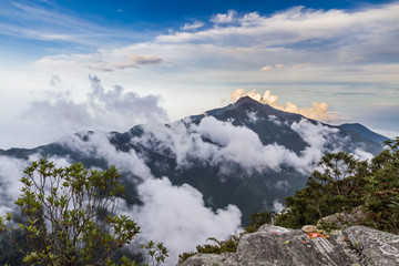 Mountains in the clouds, Naiguata Peak seen from Eastern Peak, El Avila National Park, Caracas, Venezuela (Pico Naiguata visto desde Pico Oriental en el Parque Nacional El Avila Caracas, Venezuela)