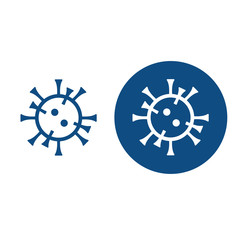 Blue icon with a drawn coronavirus. Option in a circle and without it. Vector isolated illustration.
