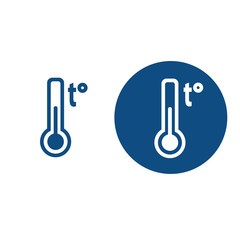 Painted glass thermometer. Option in a circle and without it. Vector blue icons.