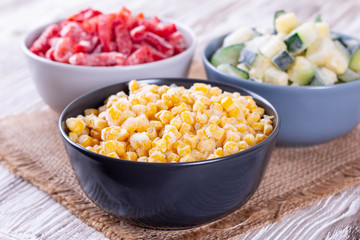 Different tasty frozen vegetables