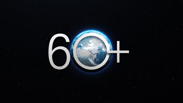 Earth hour ecological movement concept symbol. World globe with number 60