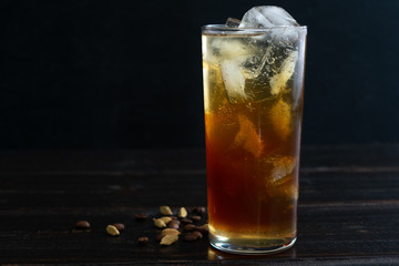 Citrus Cardamom Coffee Spritzer: A mocktail made with coffee, lemon, and cardamom