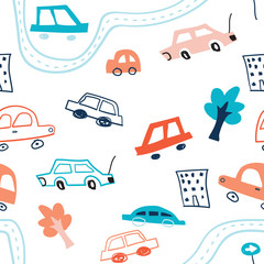 Kids transport collection Car, taxi, road