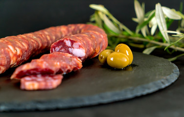 traditional italian sausages with olives