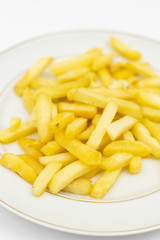 French Fries served on the white plate