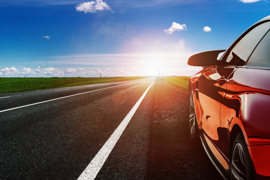 Red Car On Asphalt Road