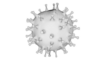 Coronavirus Covid-19 outbreak and coronaviruses influenza background as dangerous flu strain cases as a pandemic medical health risk concept with disease cell wireframe as a 3D render